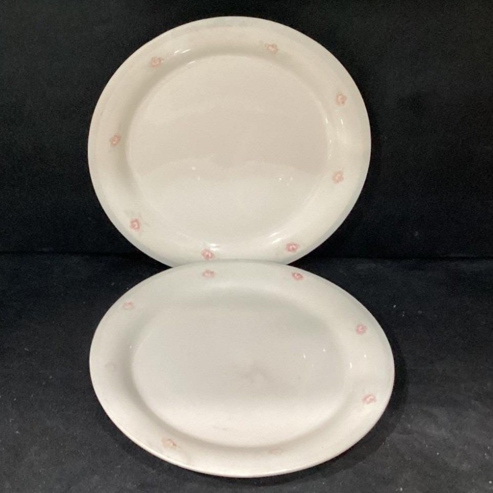 Homer Laughlin Eggshell White Pink Rose Floral Trim 2 Salad Plates *